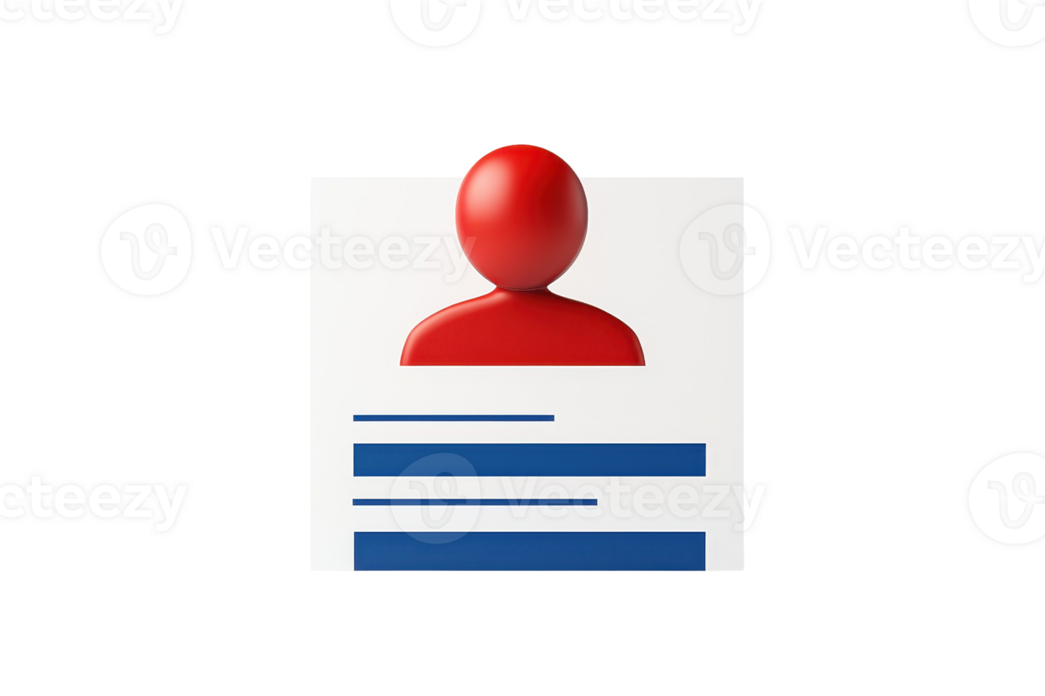 A simplified user profile icon featuring a red silhouette and horizontal lines representing information. png