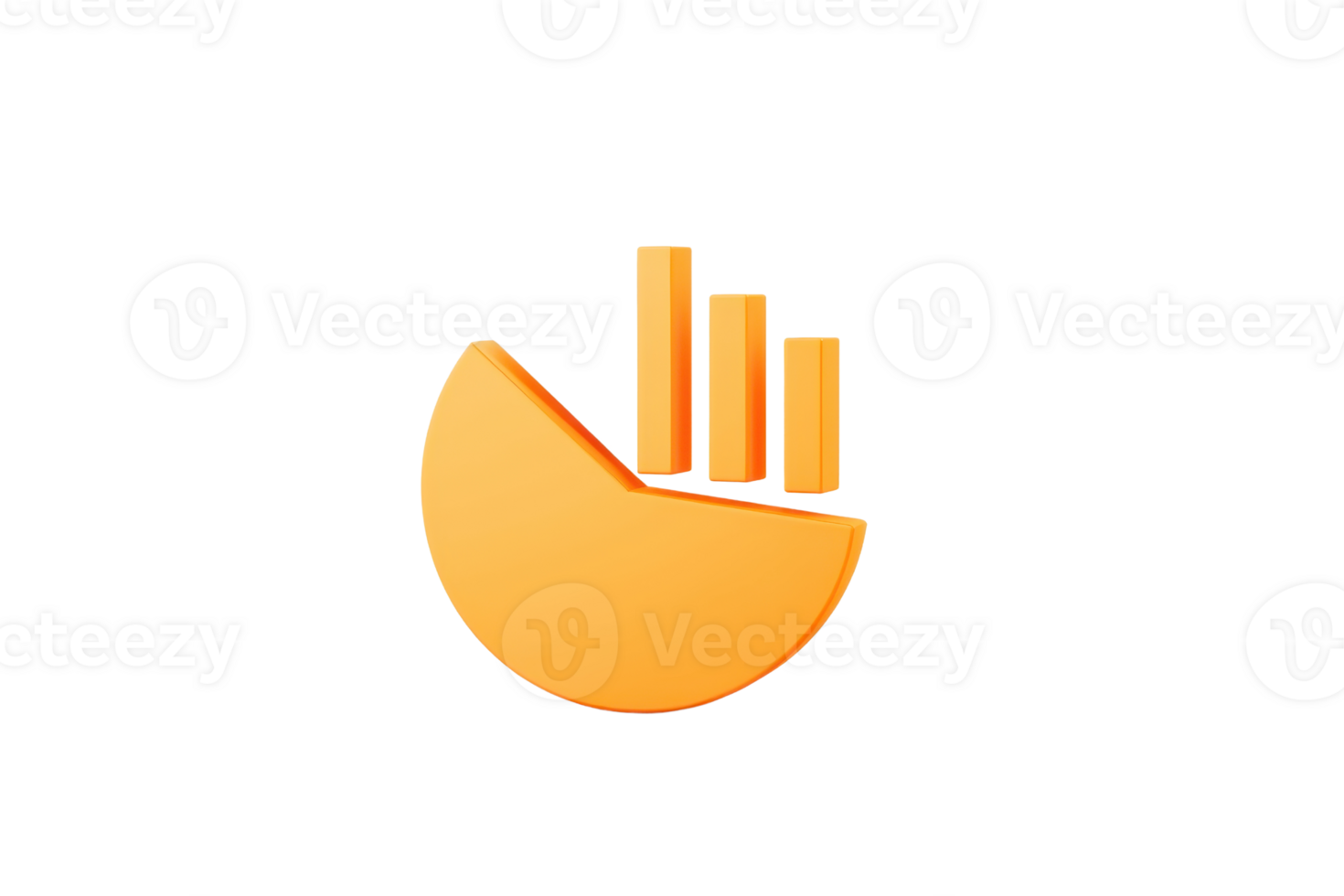 A stylized orange graphic featuring a semi-circle and three vertical bars, symbolizing growth or progress. png