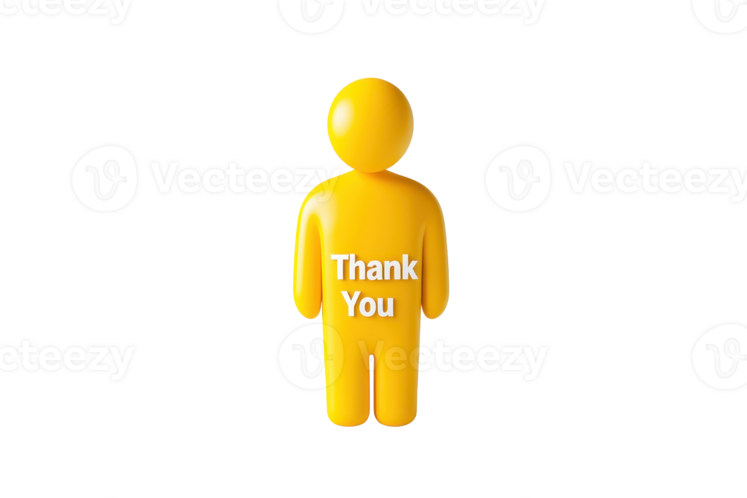A yellow figure with a rounded head stands upright, featuring the phrase Thank You prominently displayed on its body. png