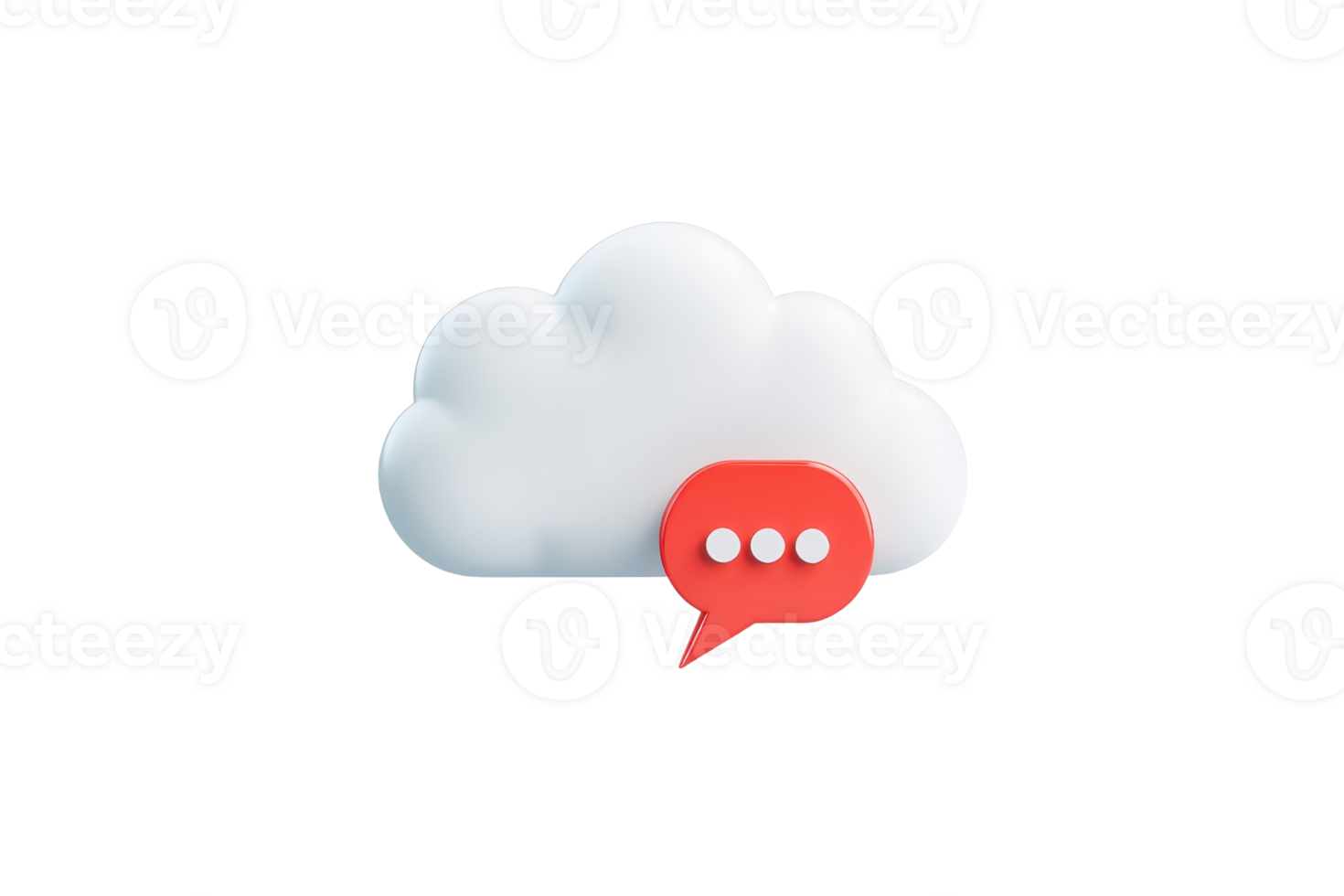 A stylized cloud with a red speech bubble, symbolizing communication and digital interaction. png