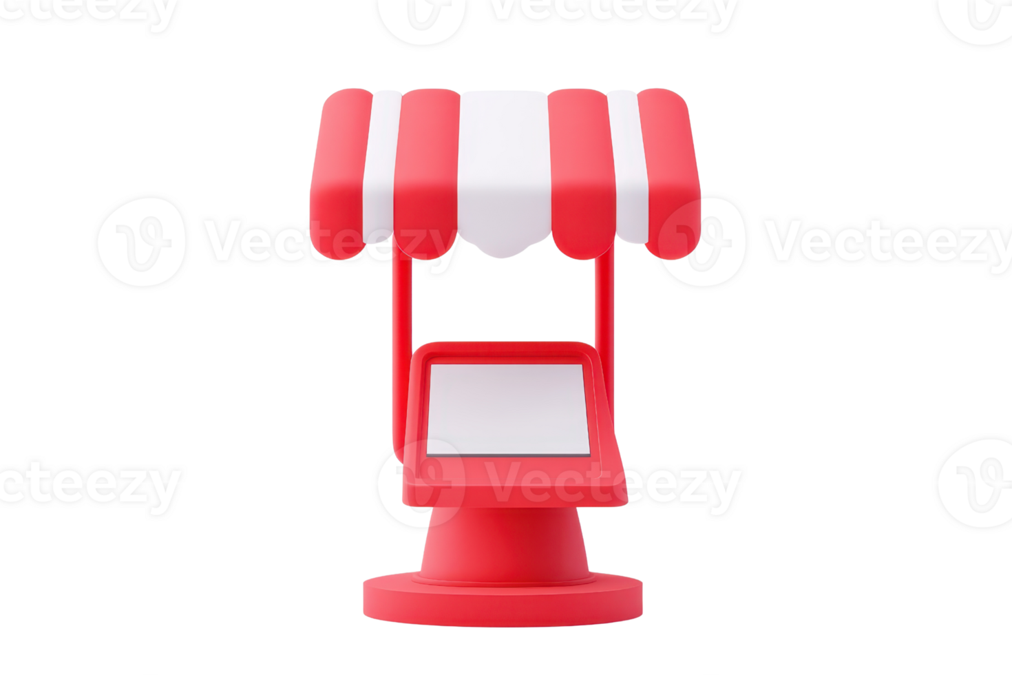 A colorful miniature market stall featuring a striped canopy and a flat counter. png