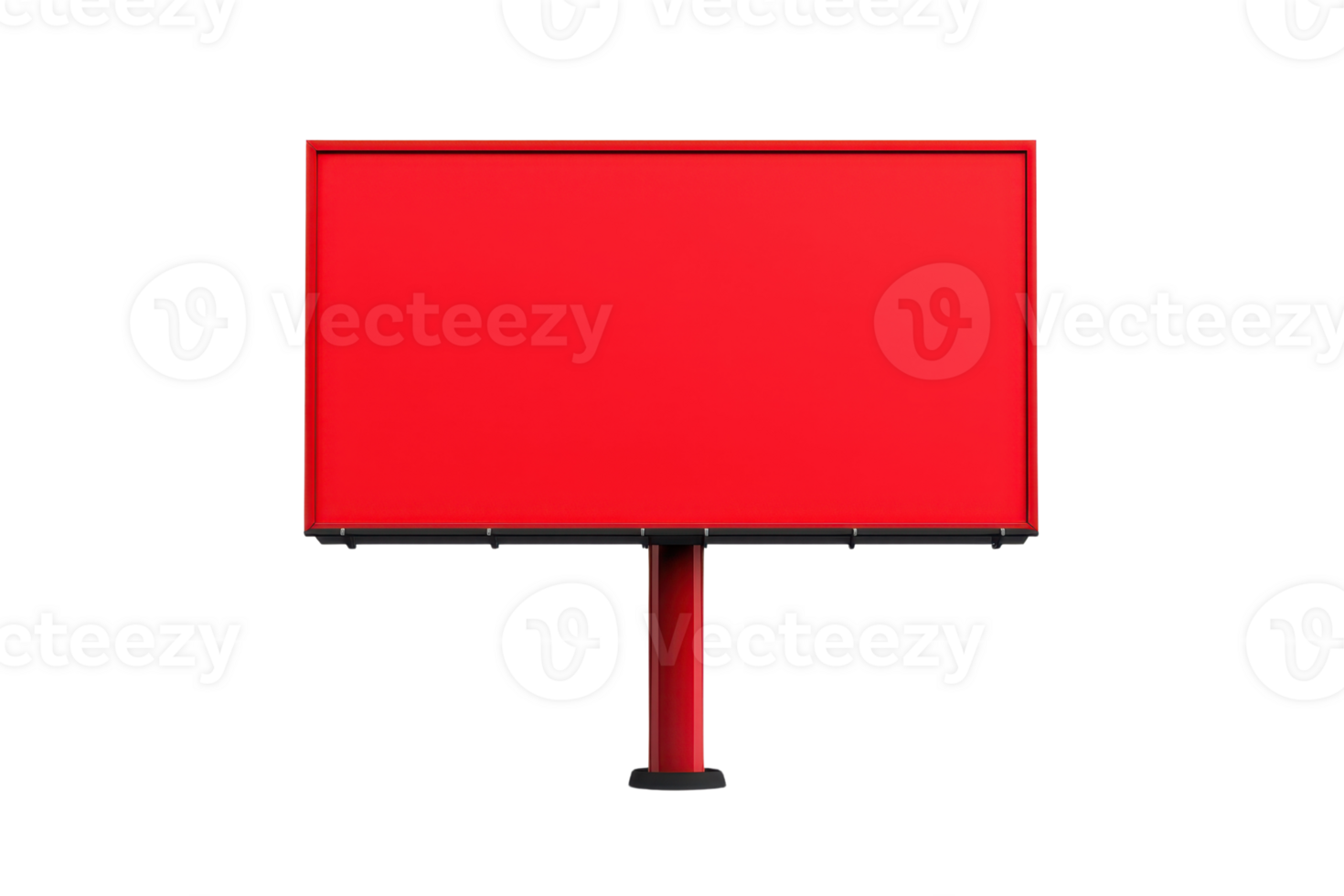 A bright red billboard stands upright, ready for advertisements or messages. png