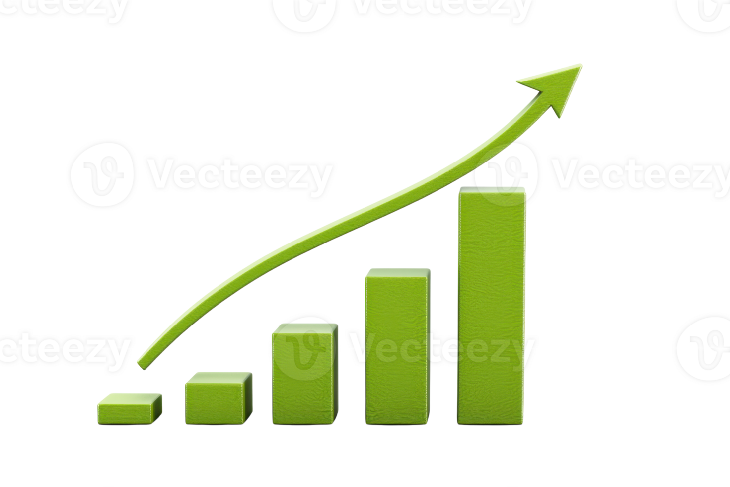 A green bar graph with an upward arrow, symbolizing growth and progress. png