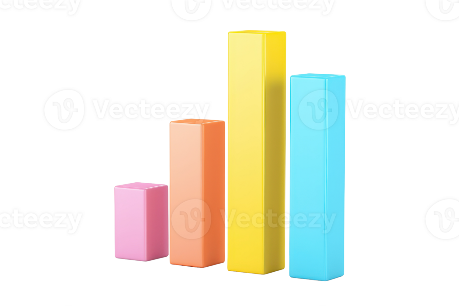 Colorful bar graph representing data with varying heights in pink, orange, yellow, and blue. png