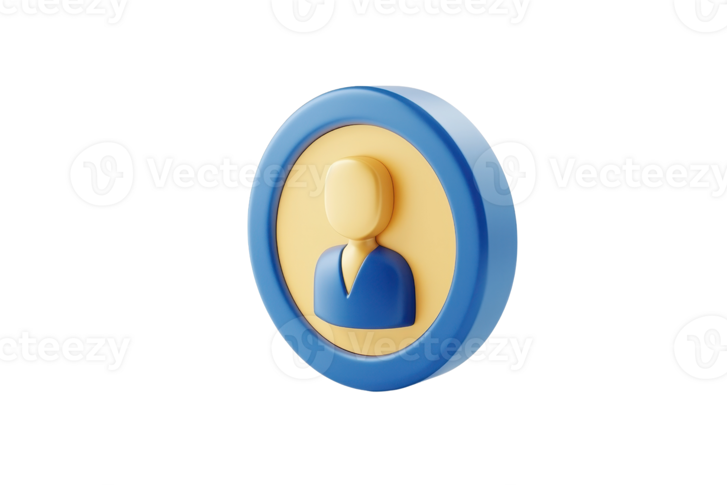 A stylized icon representing a person, featuring a blue and yellow color scheme, designed for user profiles or identification. png