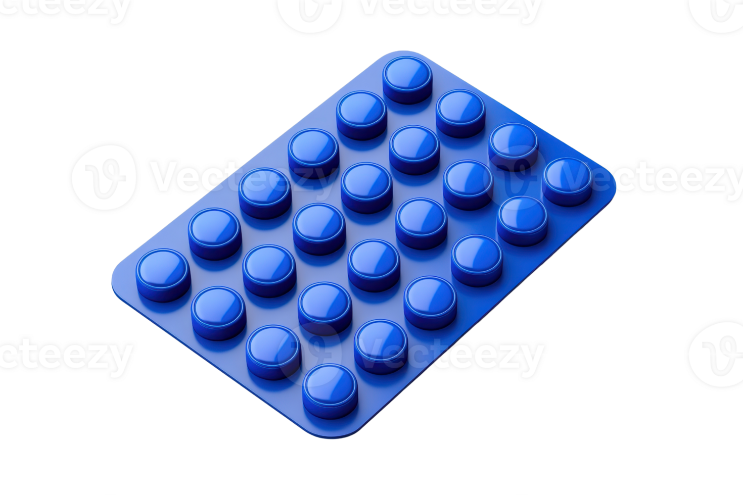 A blue rectangular object with multiple raised circular studs, showcasing a smooth surface and a uniform pattern. png