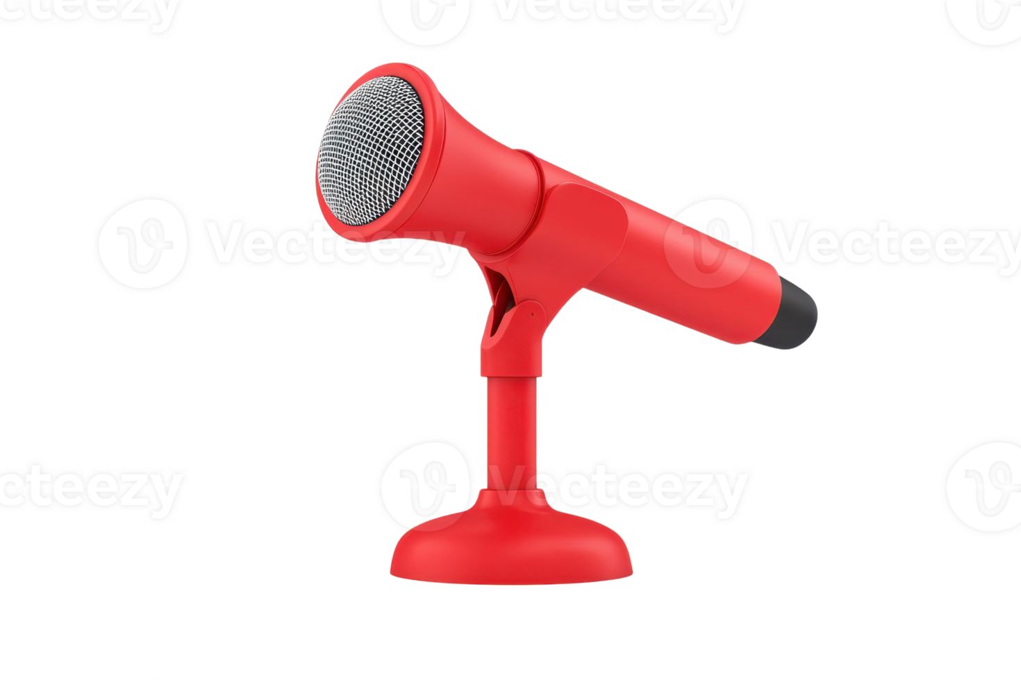 A vibrant red microphone with a textured head, designed for clear sound capture and vocal performance. png