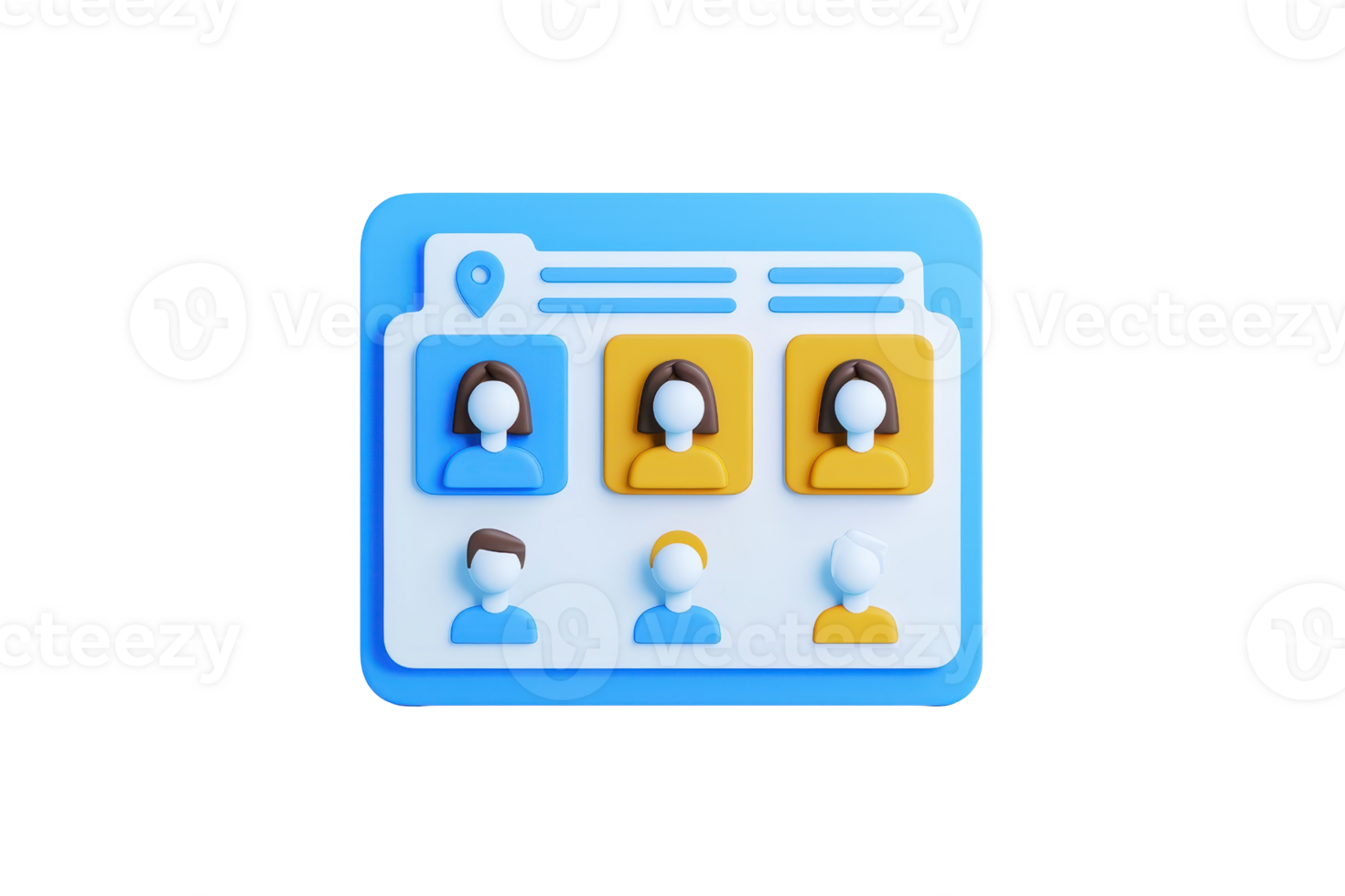 A colorful, stylized representation of user profiles with icons depicting diverse individuals arranged in a grid format. png