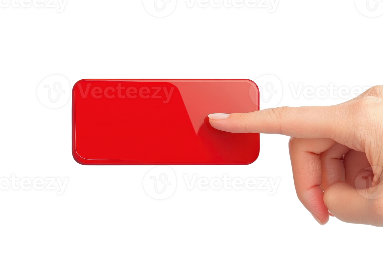 A hand is pressing a bright red button, symbolizing interaction or engagement. png