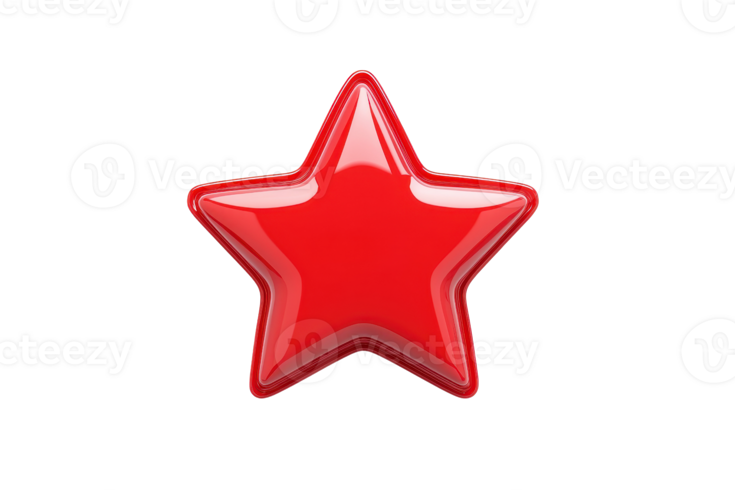 A shiny red star with five points, showcasing a glossy surface and vibrant color. png