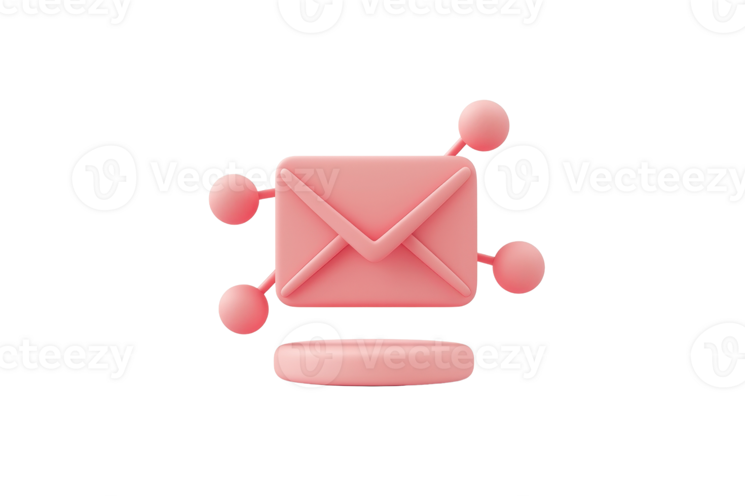 A pink envelope icon with connection nodes, symbolizing communication and messaging. png