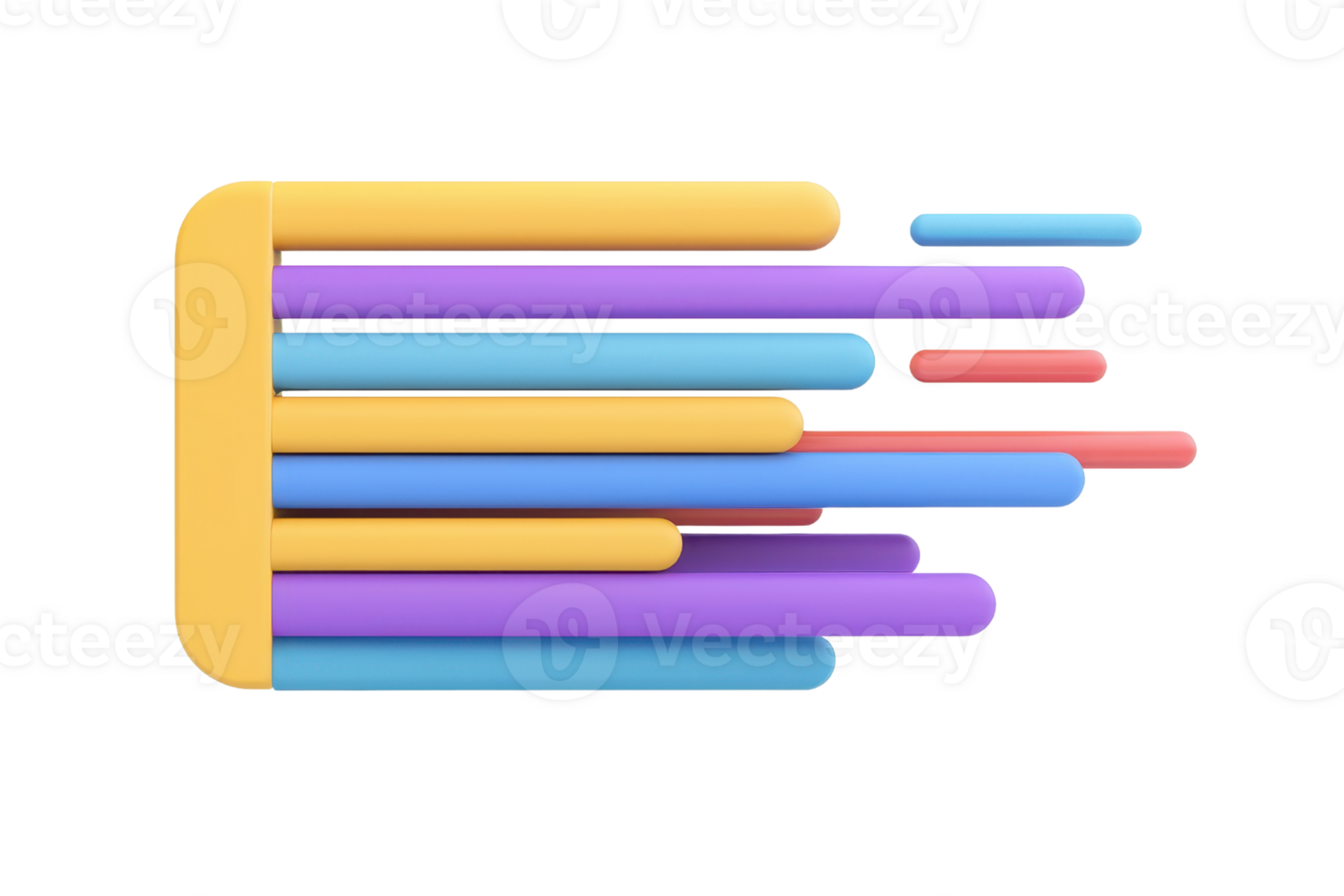 A series of colorful, elongated shapes arranged to suggest motion, creating a dynamic and modern visual effect. png