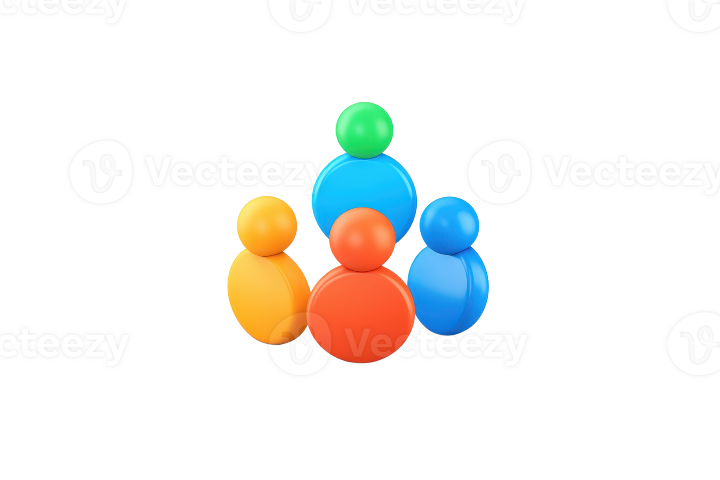 A colorful arrangement of four abstract figures in various shapes and sizes, symbolizing community and diversity. png