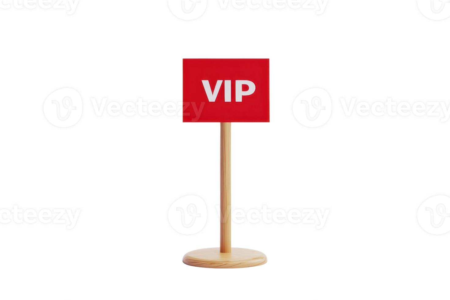 A red VIP sign on a wooden stand, indicating special access or status. png
