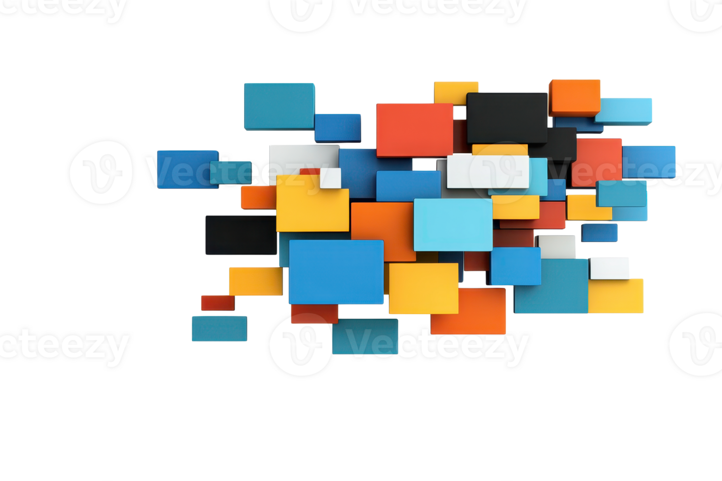 A vibrant collection of colorful rectangular shapes arranged in an overlapping manner. png