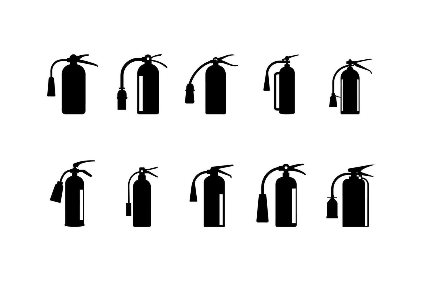 Fire extinguisher silhouette set vector