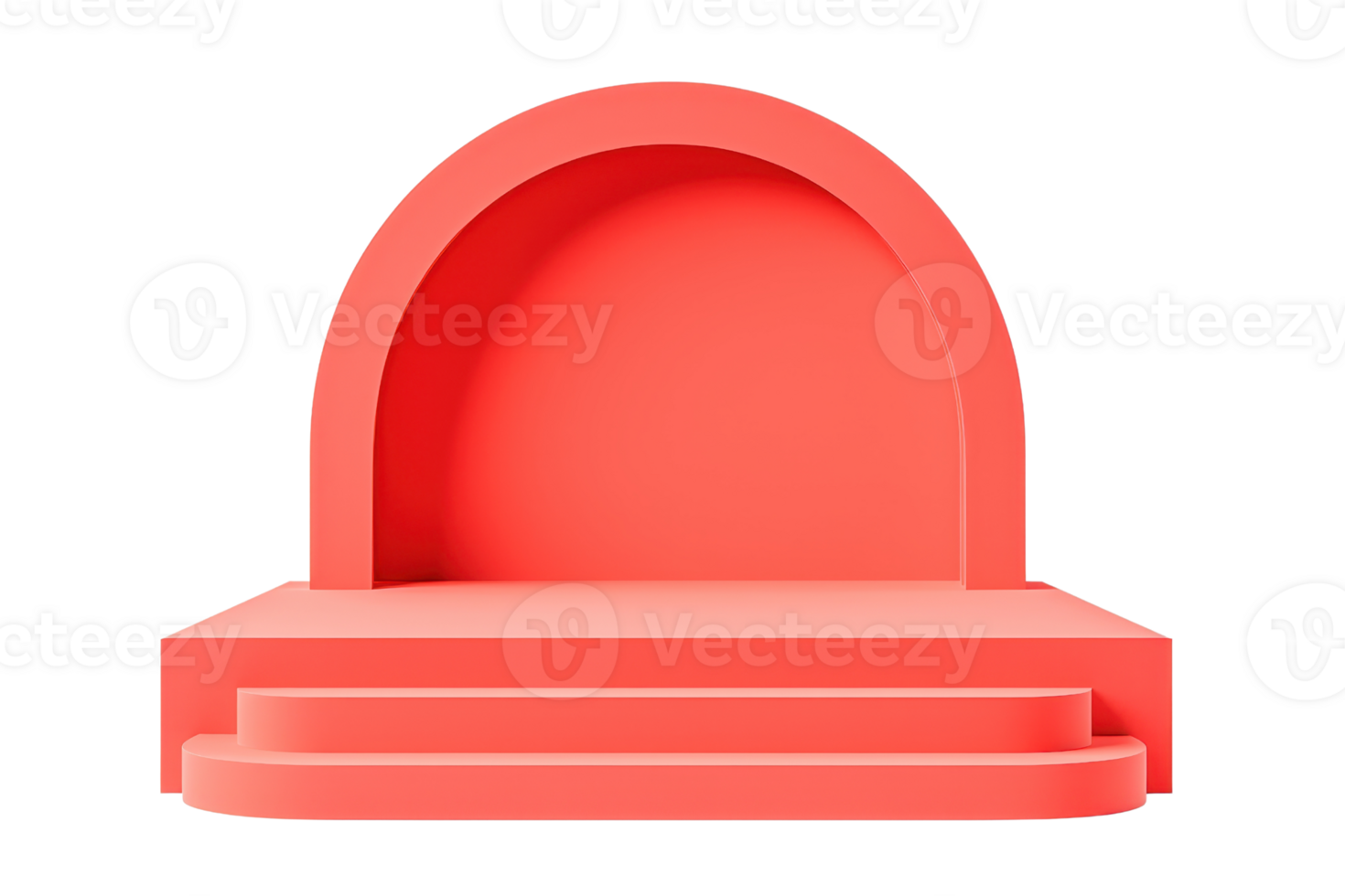A vibrant coral arch structure with steps, designed for display or presentation purposes. png
