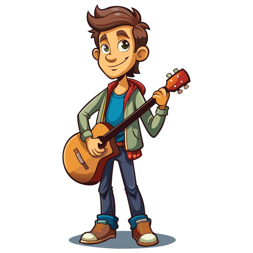 Guitar Hero, Stylish Man with Guitar Cartoon vector