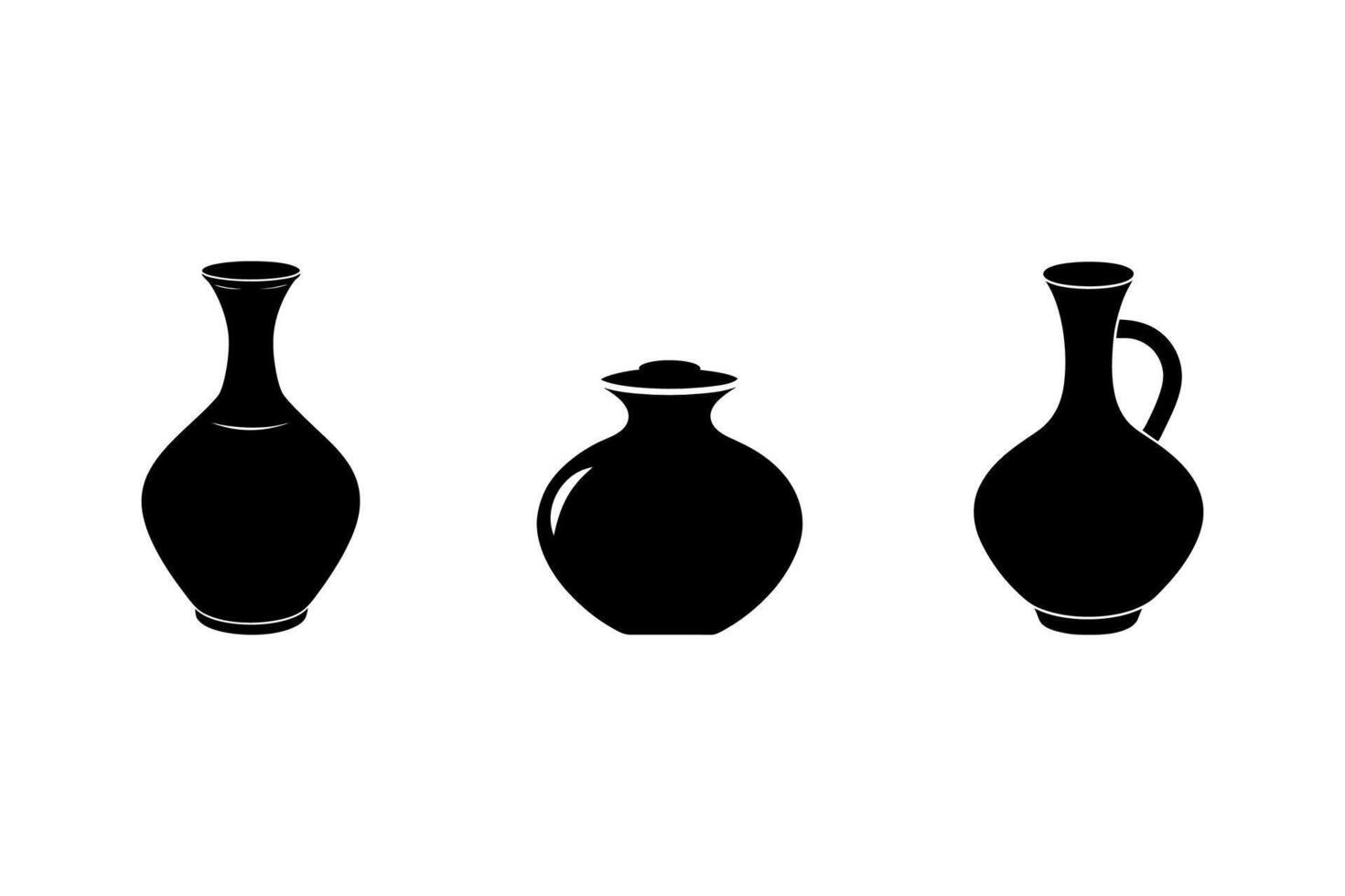 Pottery silhouette set. vector