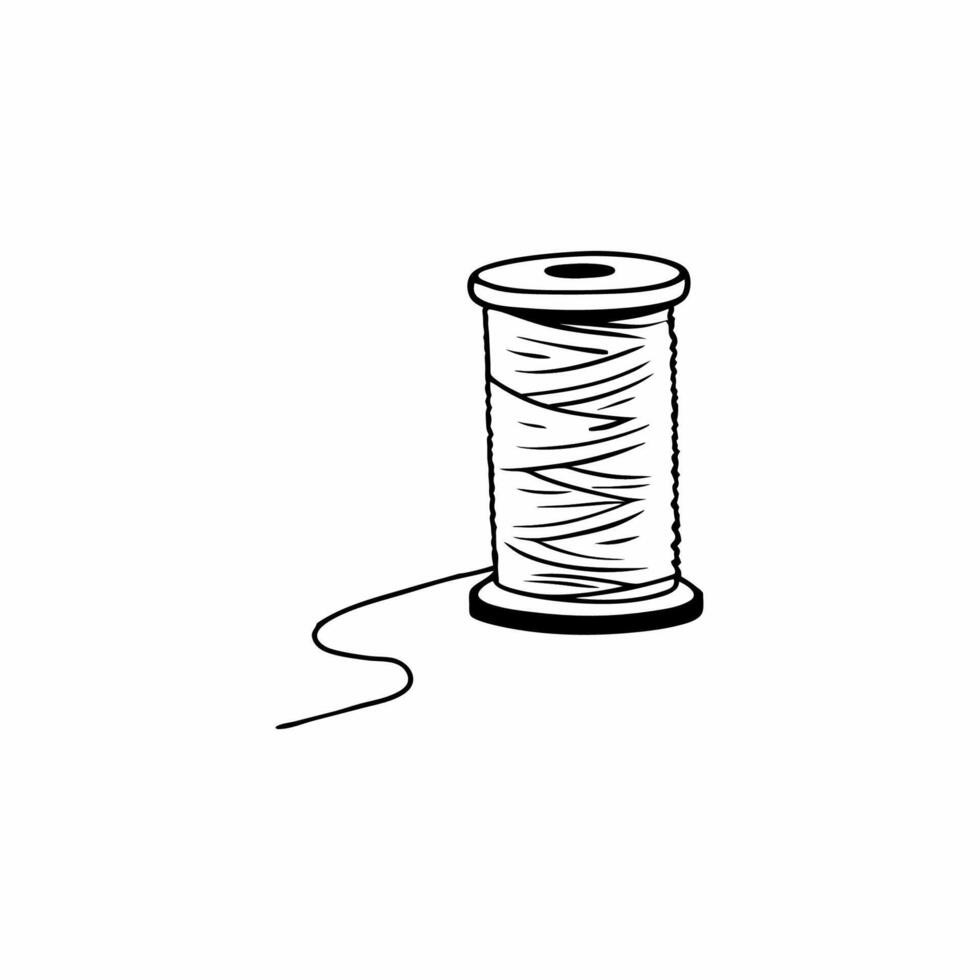 Thread roll silhouette with losing thread vector
