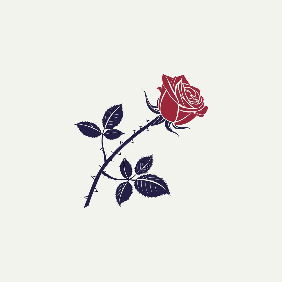 Red rose silhouette on grey background vector