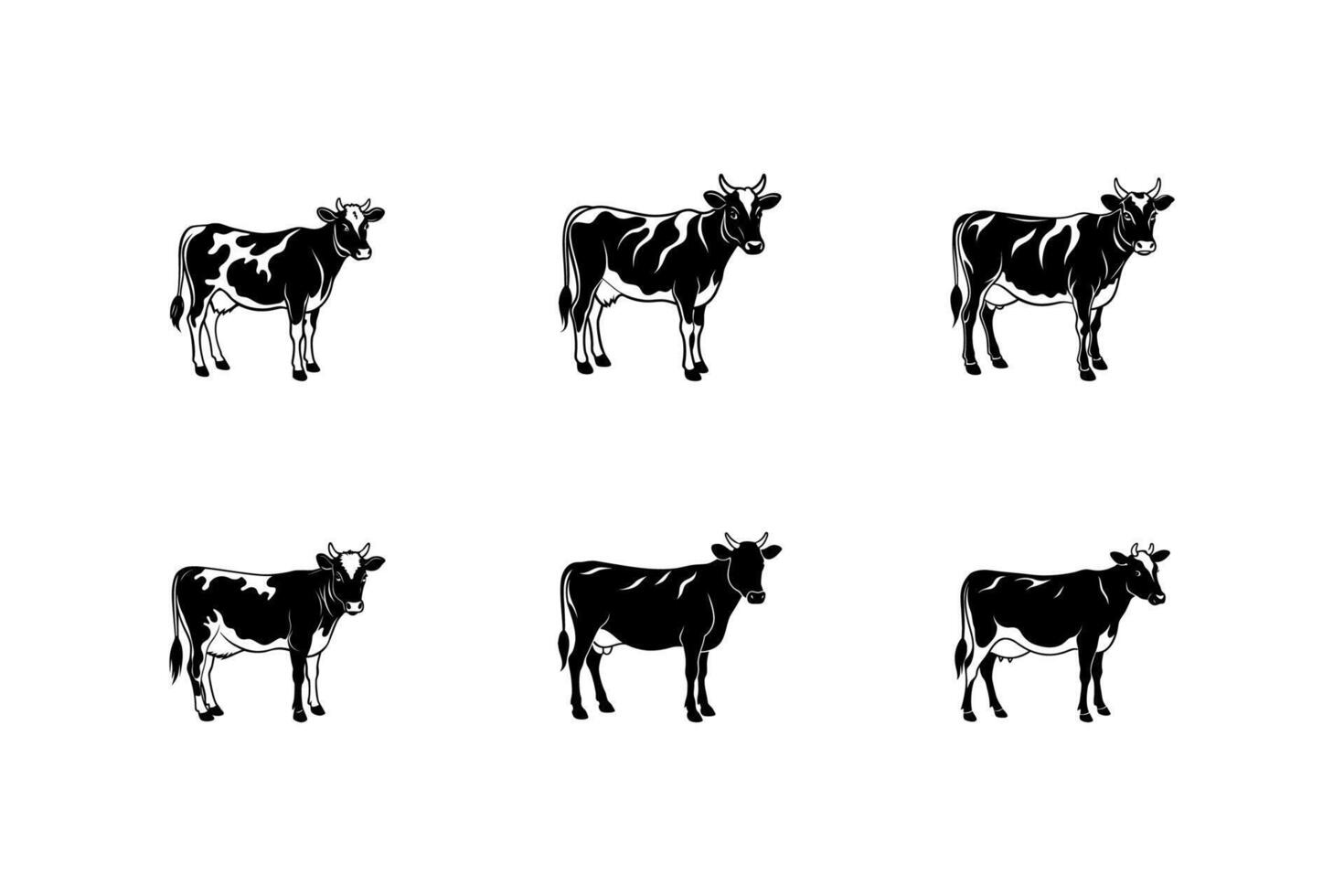 Jersey cow silhouette set vector