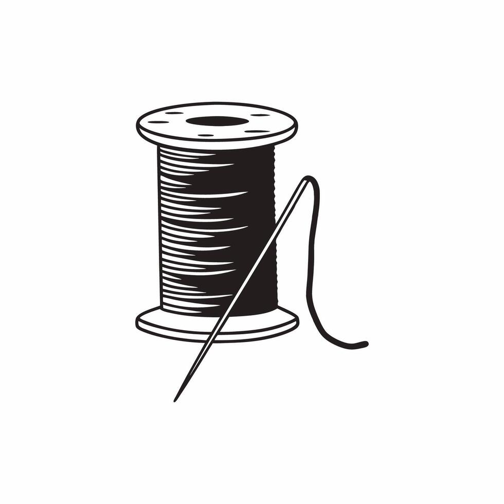 Thread roll silhouette on white background vector