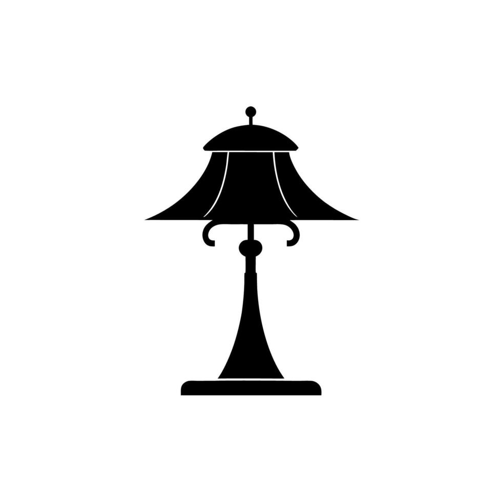 Table lamp silhouette on white background vector