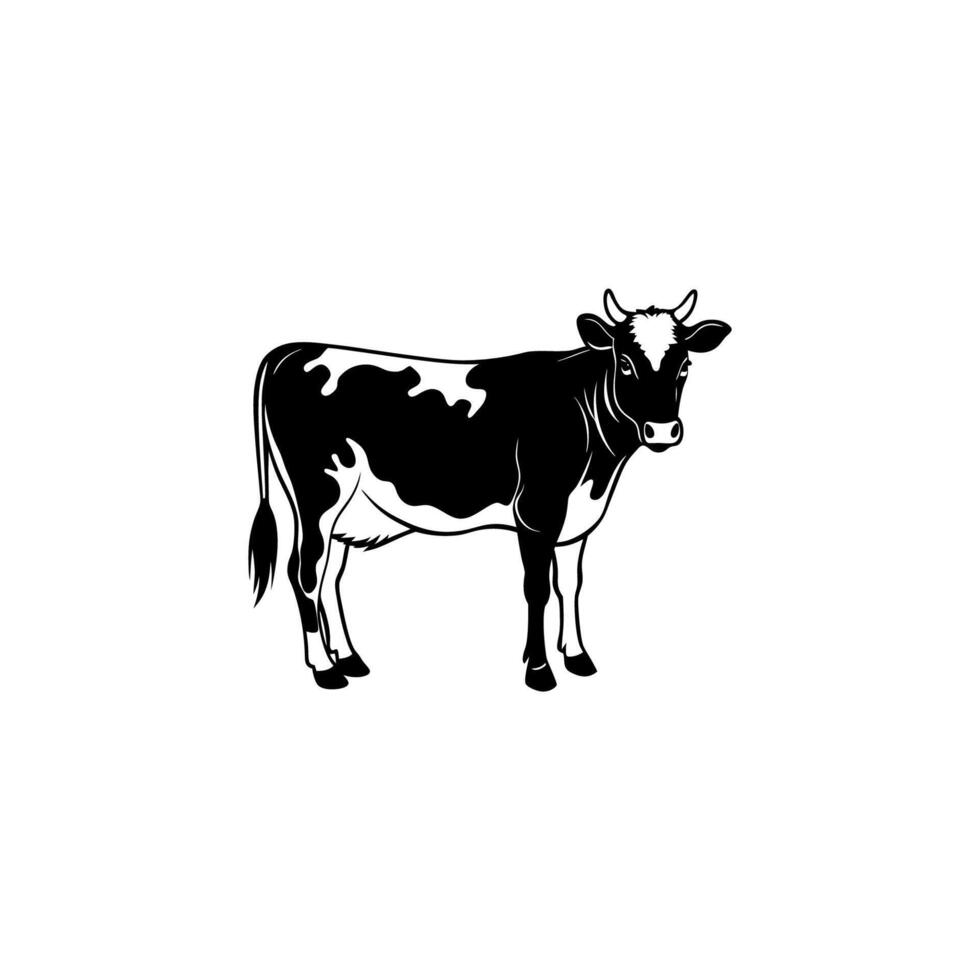 Jersey cow silhouette watching vector