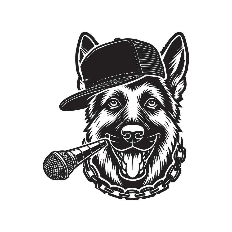 German Shepherd Dog Rapper White Background vector