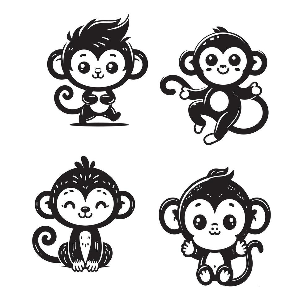 Mischie Monkeys of Yesteryear Bundle Transparent background vector