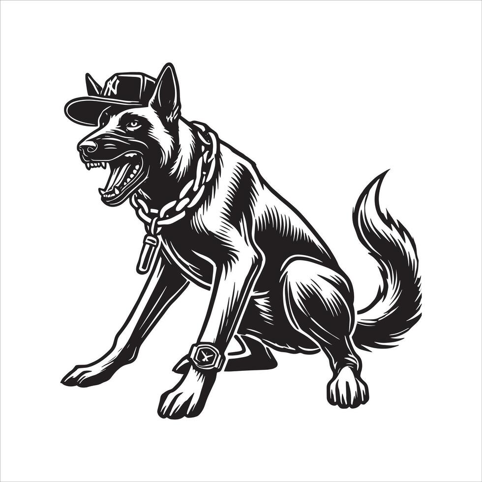 Belgian Malinois Hip hop Rapper dog Transparent background vector
