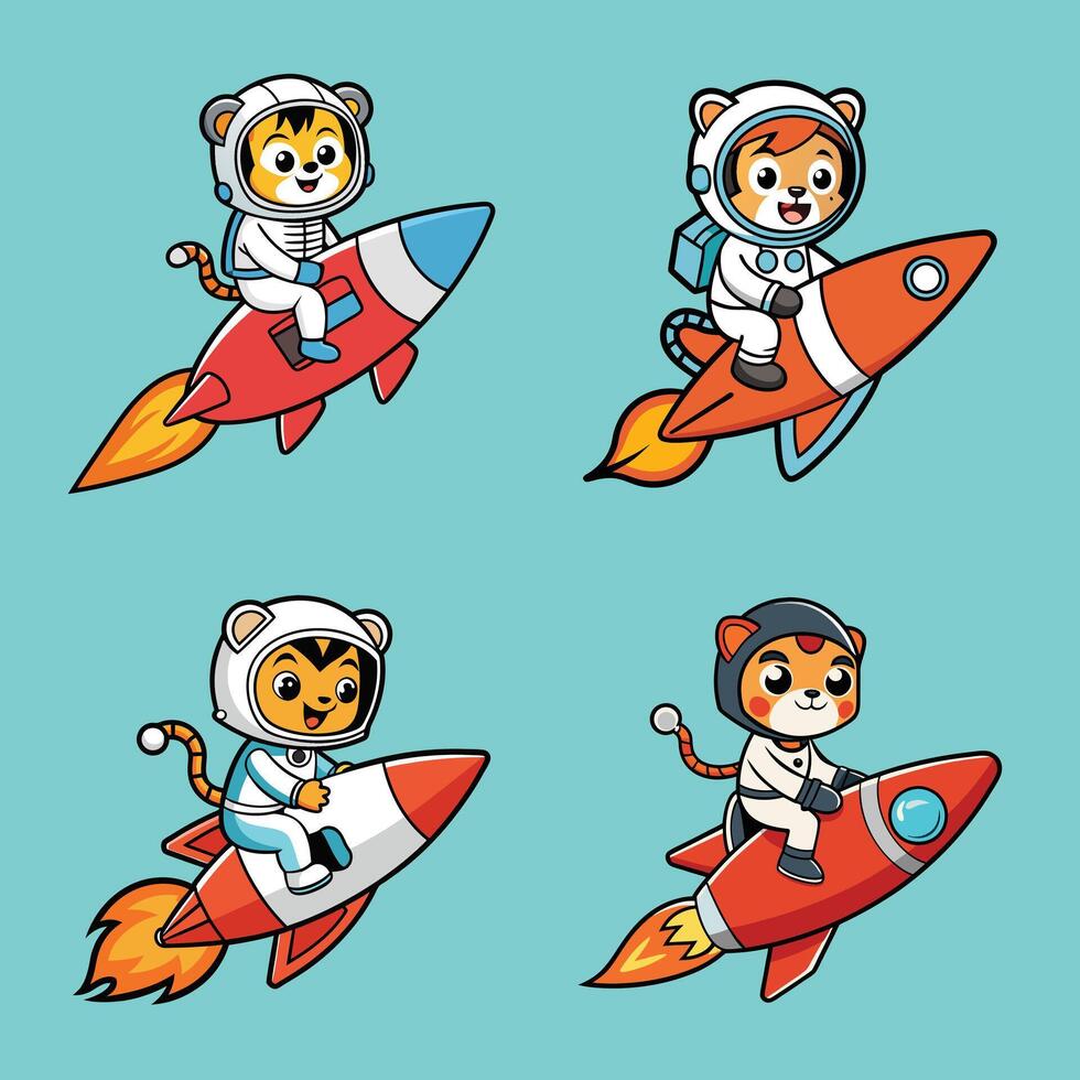 Stripes in Space Rocket Tiger Transparent background vector