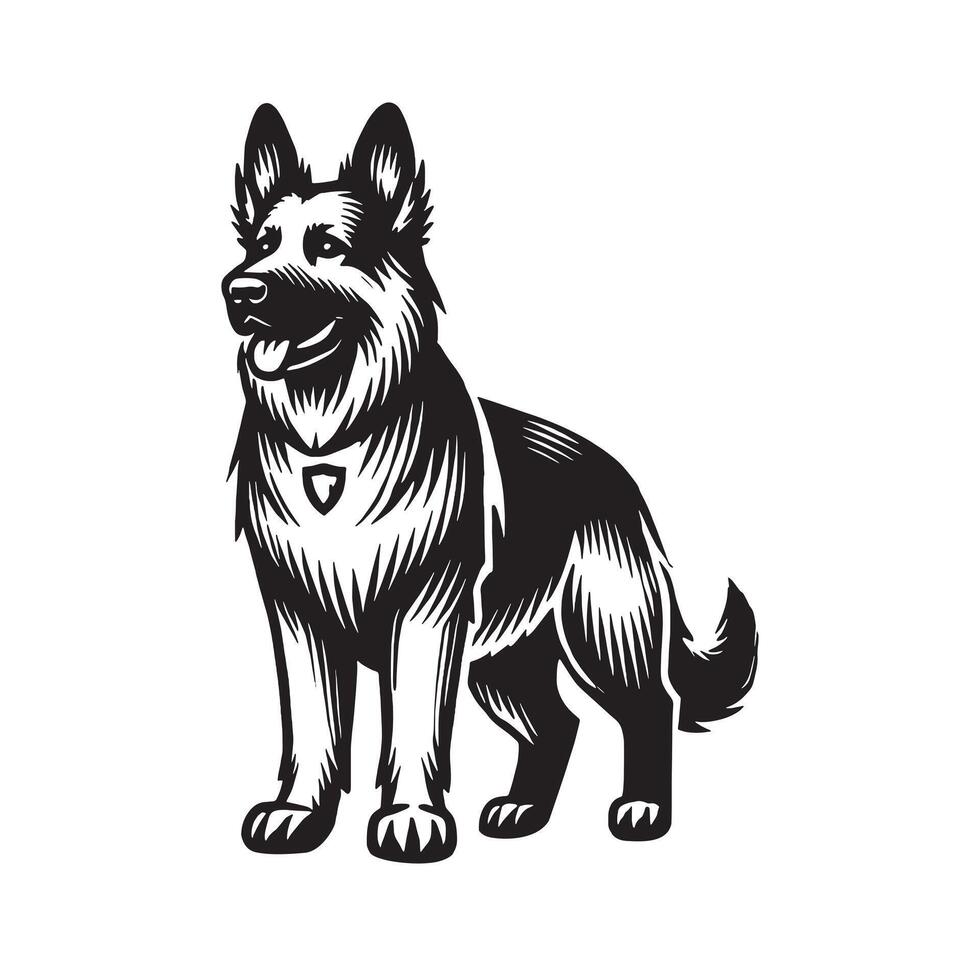 German Shepherd Dog Relex standing Transparent background vector