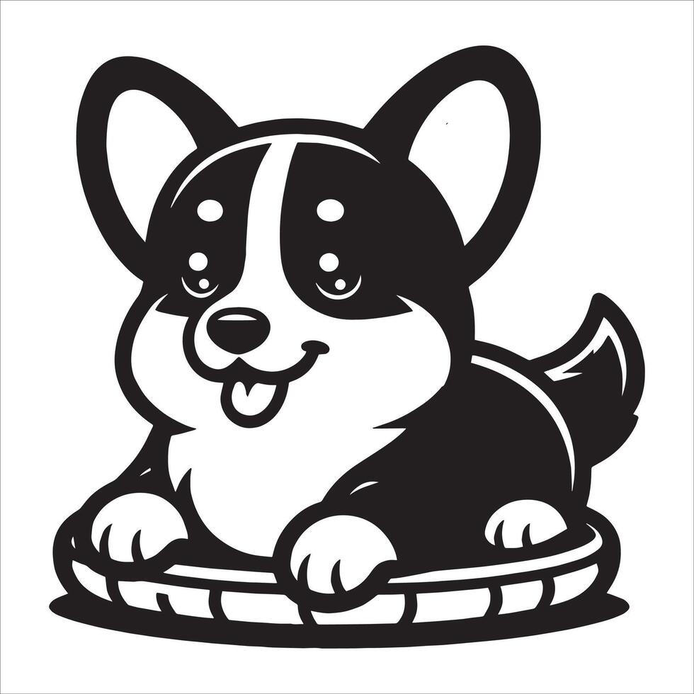 Tri color baby Welsh Corgi dog Transparent background vector