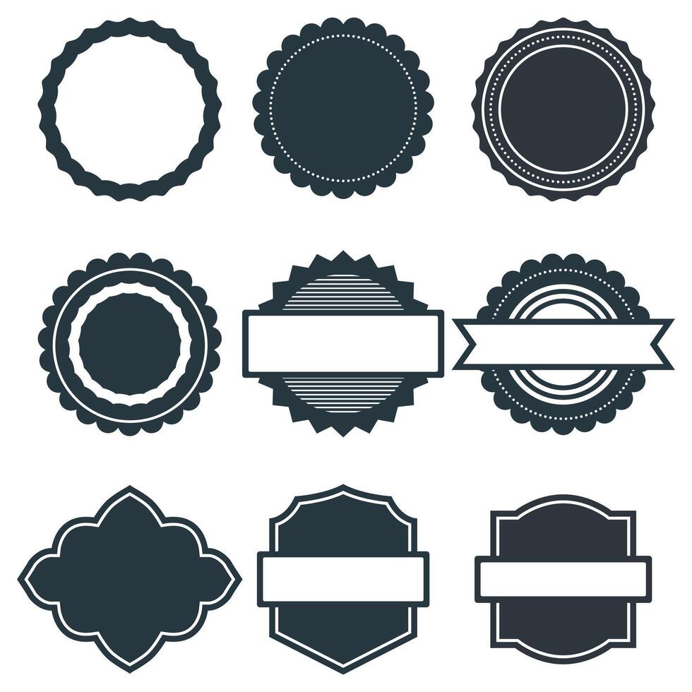 Set of vintage label shapes. Retro shapes. Label badges and frames. vector