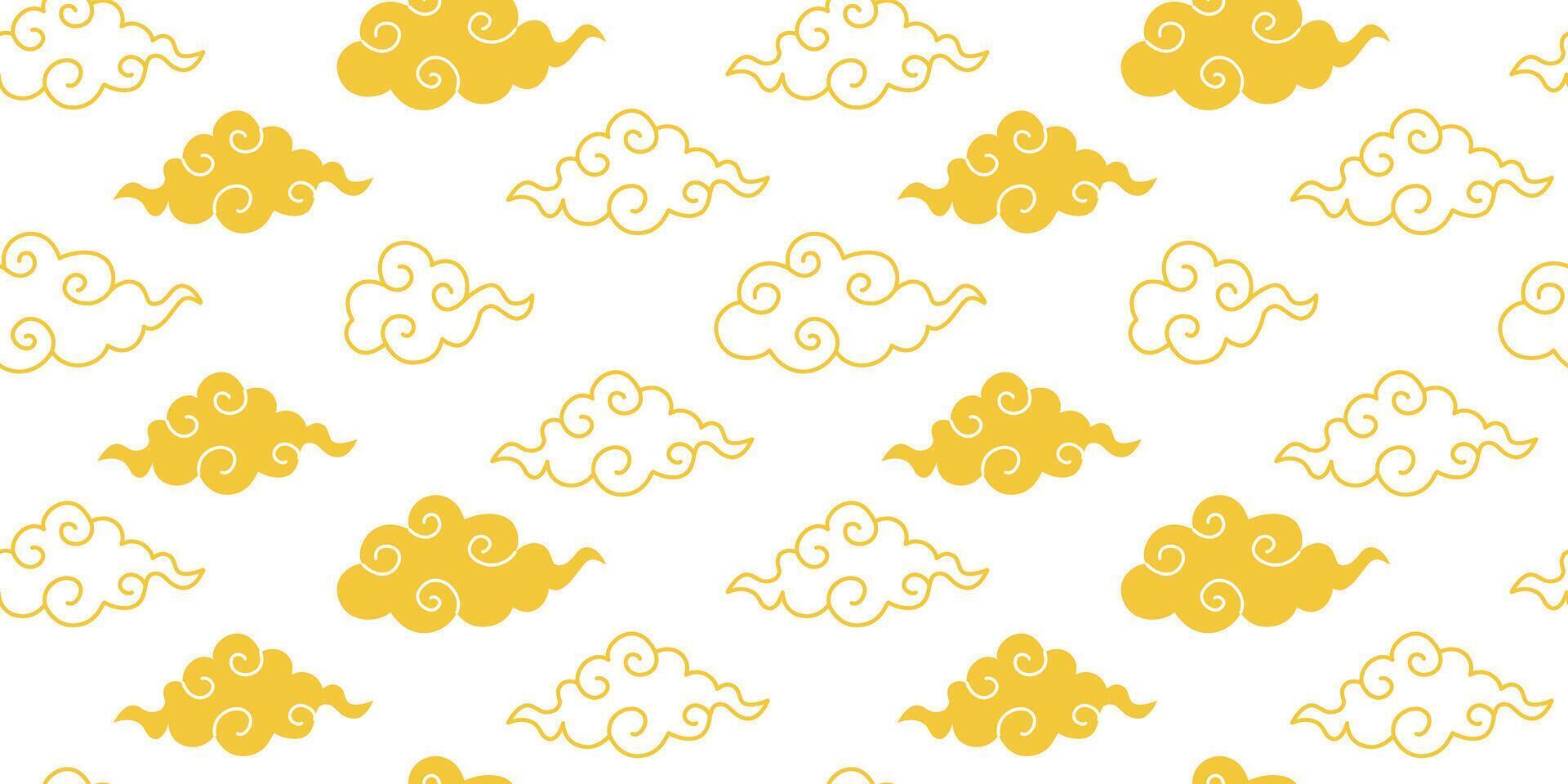 Chinese traditional clouds seamless pattern. Linear oriental ornament. Line art and silhouettes. Vintage style. Background, pattern, banner, wallpaper. . vector