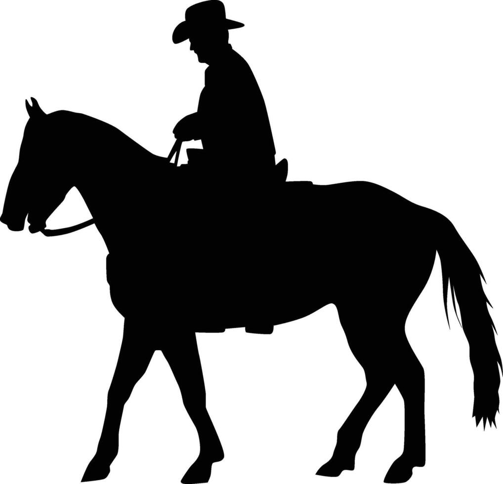 Silhouette of cowboy on horse vector