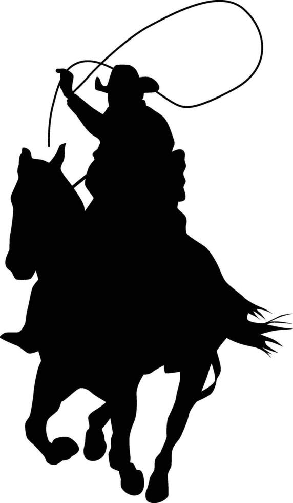 Silhouette of cowboy riding a horse vector
