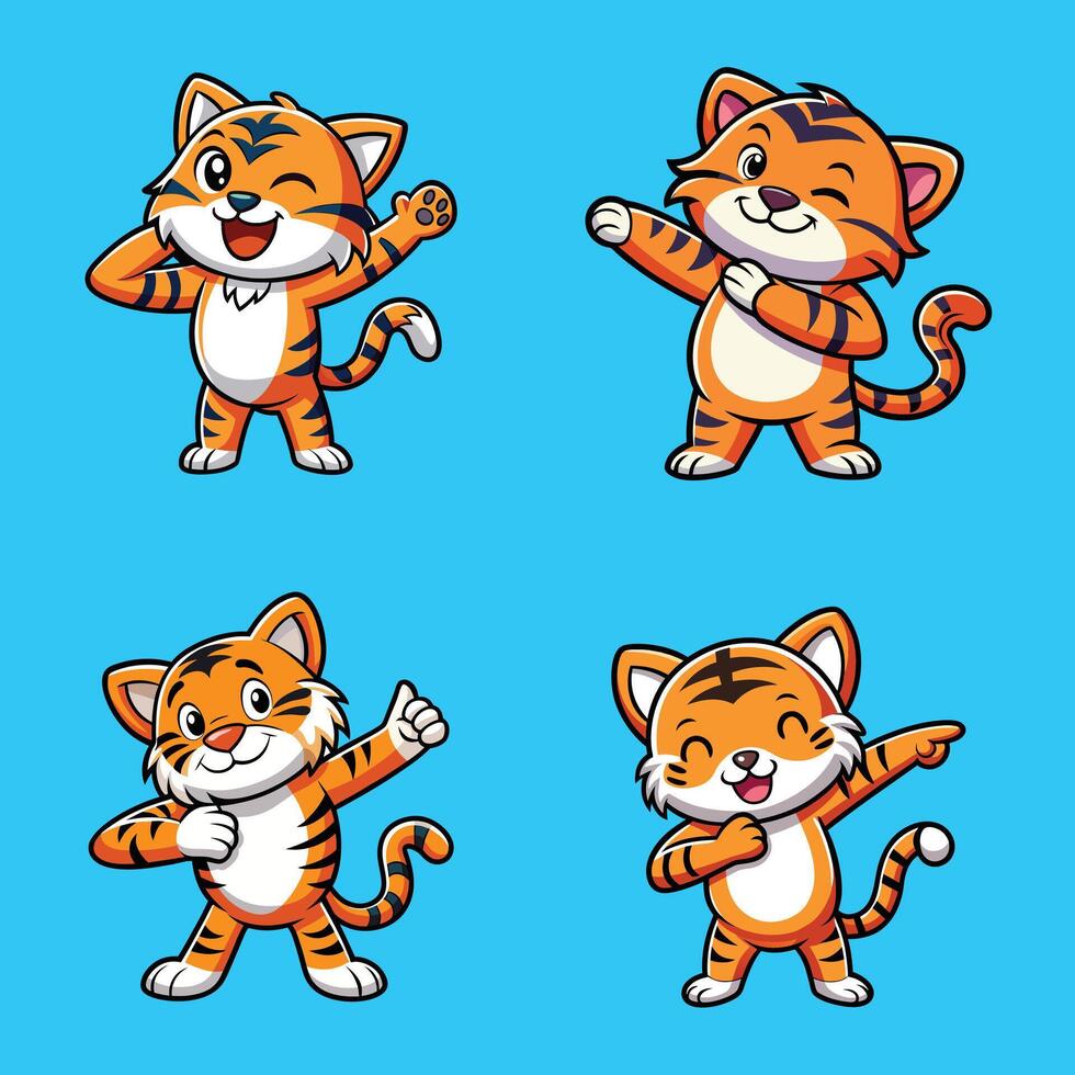 Tiger Dabbing Cartoon vector