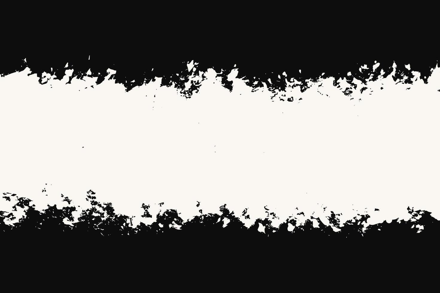 Grunge Horizontal Brush Stroke Banner. White rectangular grunge paintbrush design element on black background. Hand draw big bold paint line banner shape vector