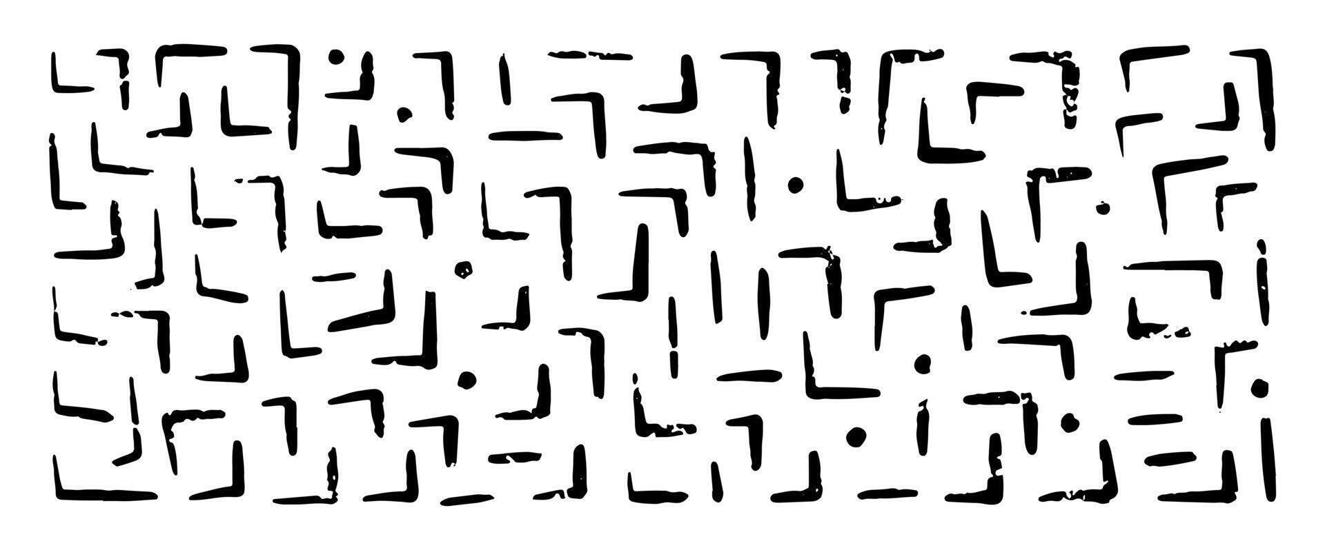 Chalk hand drawn corner elements with dots, rectangular frames, text corners, quote frame, geometric pattern. Crayon marker lines, underlines, frames, grunge texture, doodle sketch illustration vector
