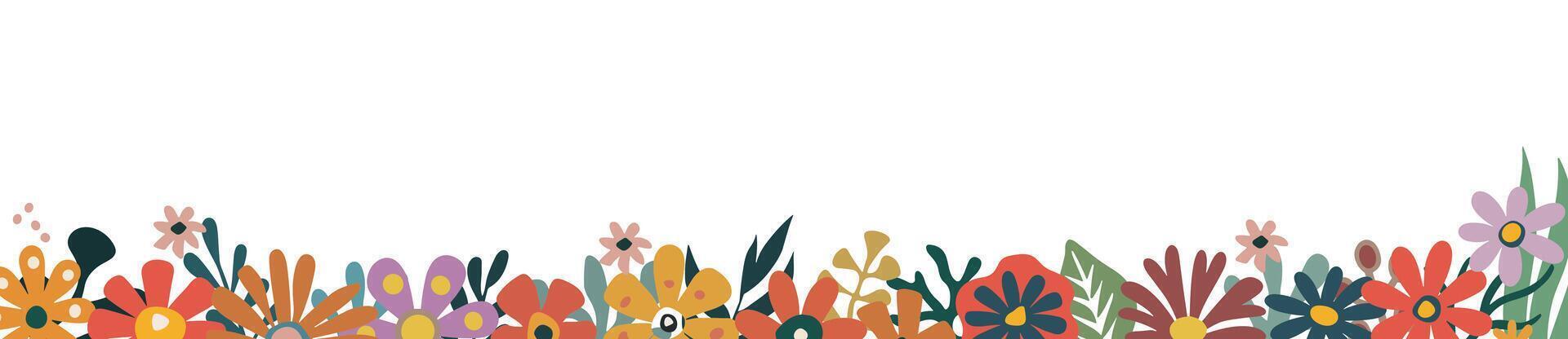 Spring Banner, border with abstract flowers vector