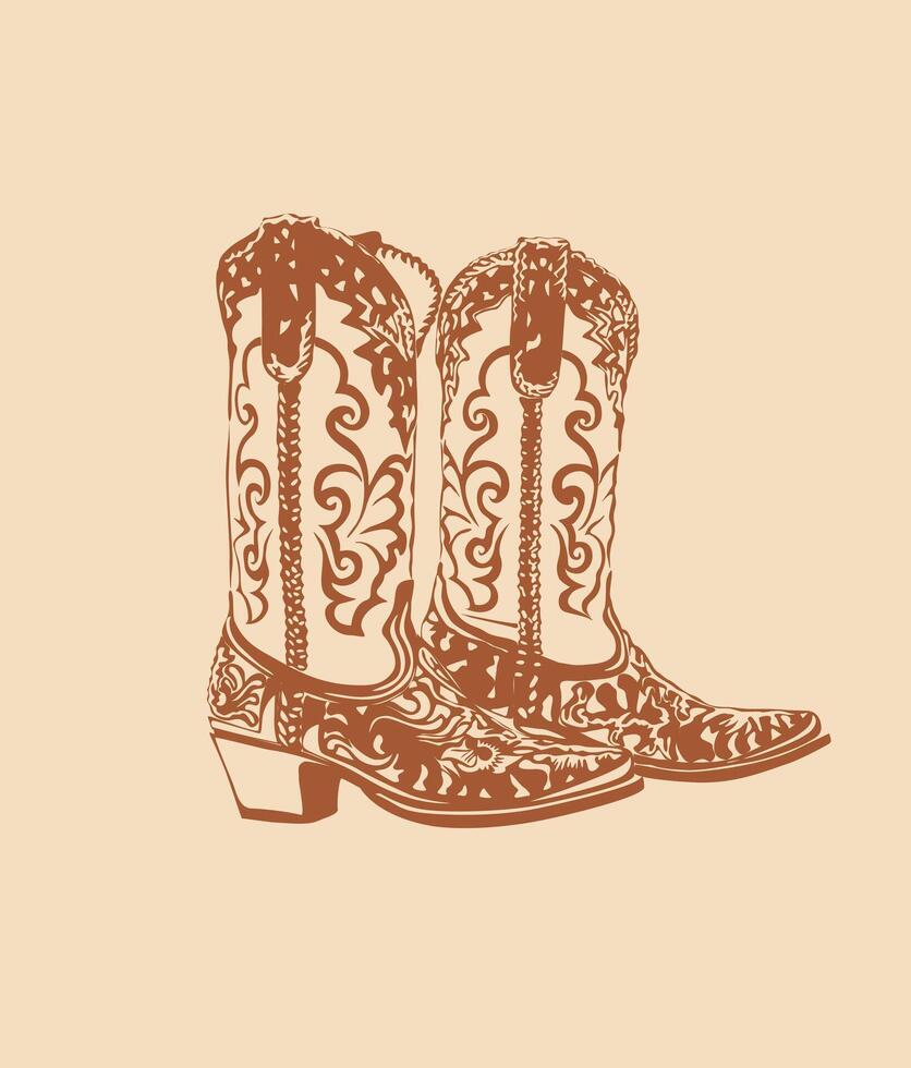 Durango boot images in beige background collection vector