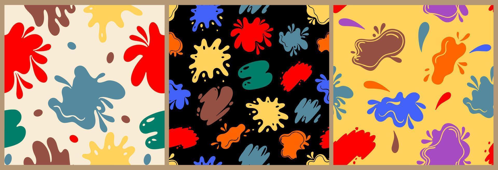Seamless pattern with paint spots, blots, drops. vector