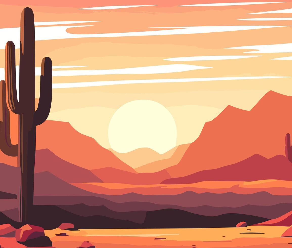 Wild West Desert landscape art background. vector
