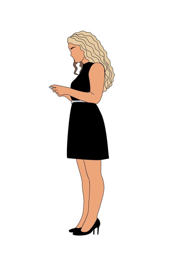 Business woman standing with phone isolated vector
