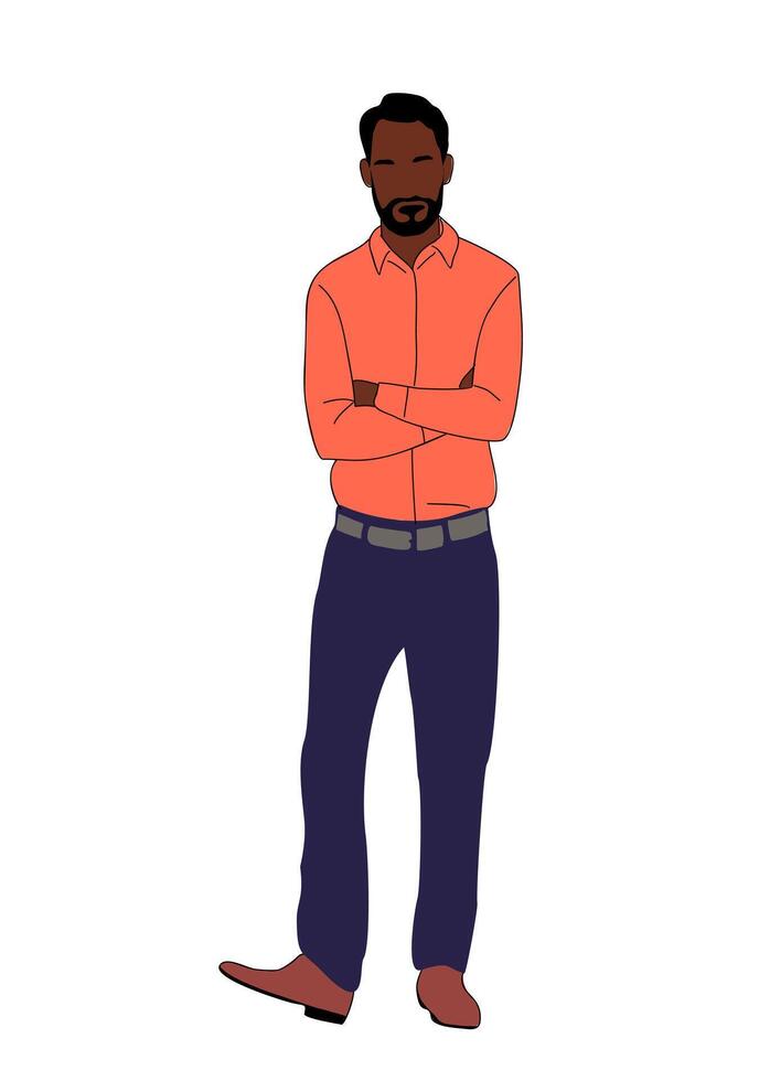 Modern black business man standing isolated vector
