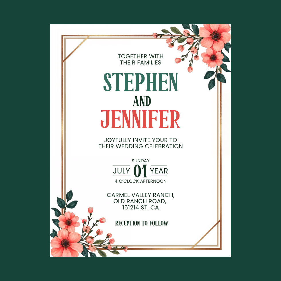 Fully Editable Free Wedding or Engagement Card Template with Modern Design psd