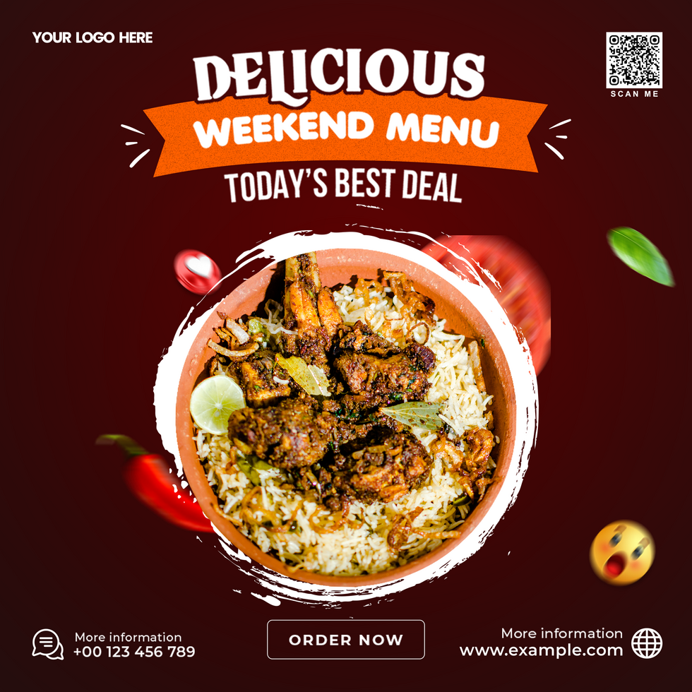 Delicious Fast Food Promotional Social Media Post Template. Square Layout And Editable psd